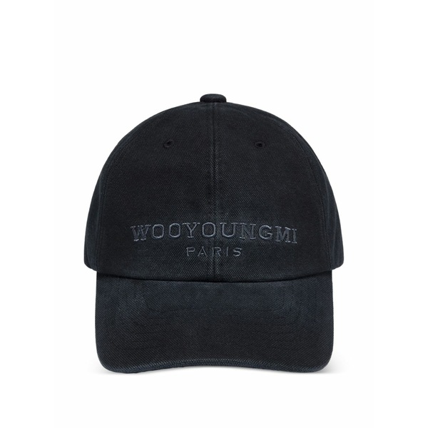 ウーヨンミ メンズ かぶり笠 佩び物 Logo-embroidered cap Blue