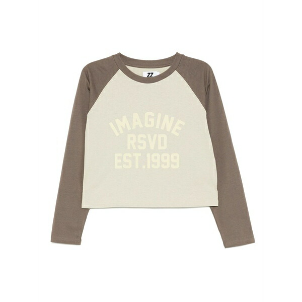 イズエ レディース プルオーバー トップス Slogan-print cotton t-shirt Neutrals