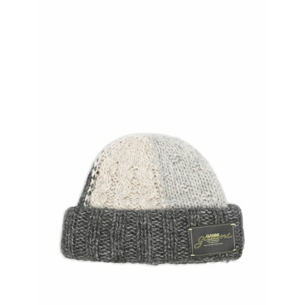 ガニー レディース 鳥打ち帽 付属物 Logo-appliqu￡ beanie  Grey