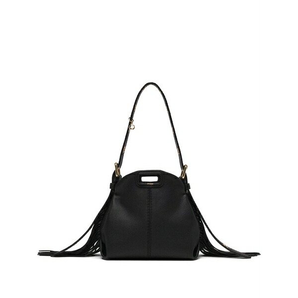 マージュ レディース ハンドバック 御徒面子 Mini miss m fringe-trimmed leather shoulder bag Black