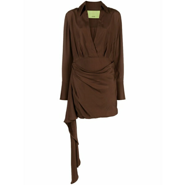 ゲージ81 レディース ワンピース トップス Gravia draped silk shirtdress Brown|asty