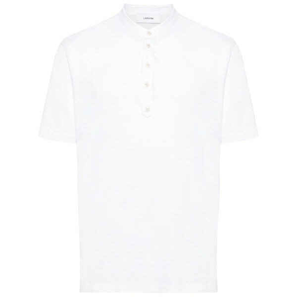 ラルディーニ メンズ ティーシャツ トップス Mock-neck linen t-shirt White