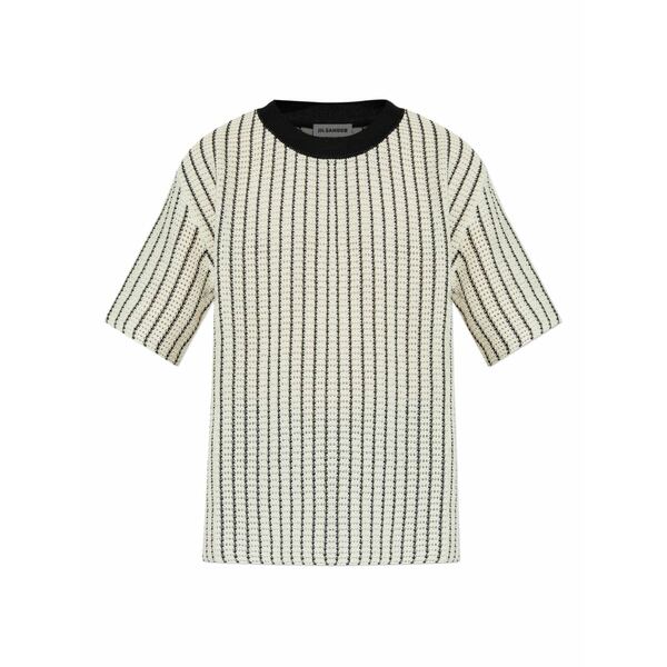 ジル・サンダー メンズ ティーシャツ トップス Striped crew-neck t-shirt Neutrals
