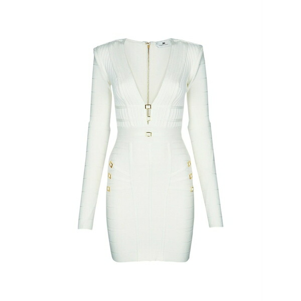 エリザベスフランキ レディース 衣裳 トップス Mini knitted dress White