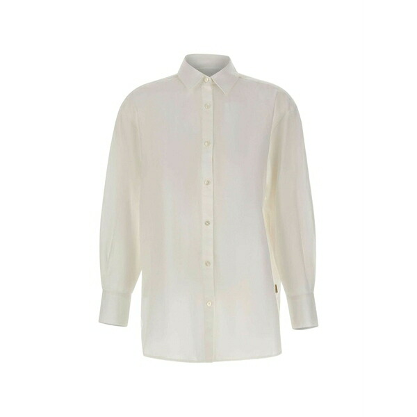 羊毛 一財産 レディース プルオーバー トップス Collar shirt White
