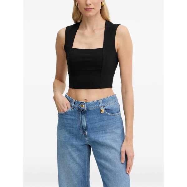 パトリツィア ペペ レディース カットソー トップス Square-neck cropped top Black
