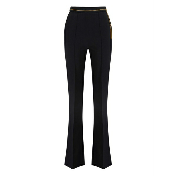 エリザベスフランキ レディース 心地よいズボン下 ボトムス Crepe flared trousers Black