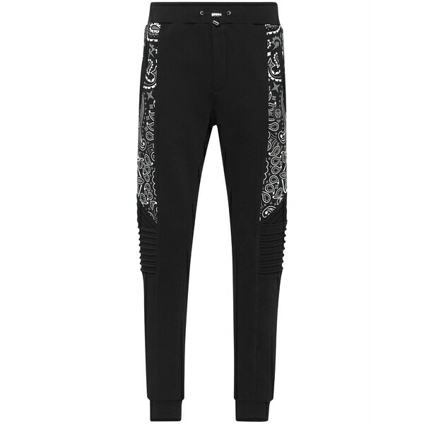 フィリッププレイン メンズ カジュアルパンツ ボトムス Bandana-print track pants Black｜asty