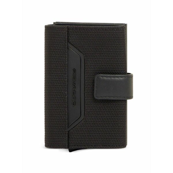 ピークアドロ  メンズ 紙入れ 付属品 Logo-lettering pop-up cardholder Black
