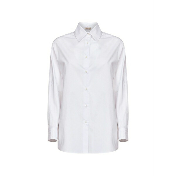ブランカ ヴィータ レディース プルオーバー トップス Cotton curved-hem shirt White