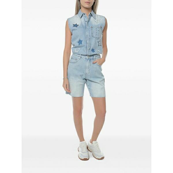 壱 ティースプーン レディース 衣装 トップス Jackson star-patchwork denim playsuit Blue