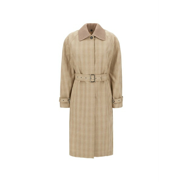 アイスバーグレタス レディース 厚地の外套 アウター Check-pattern belted coat Neutrals