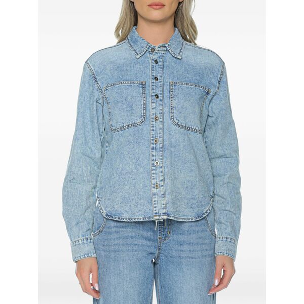 壱 ティースプーン レディース プルオーバー トップス Nixie acid-wash denim shirt Blue