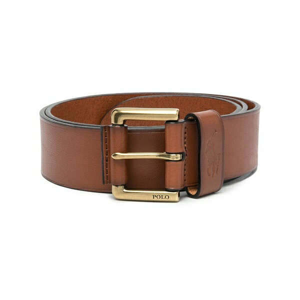 ラルフローレン メンズ 胴締め 付属品 Embossed-logo leather belt Brown