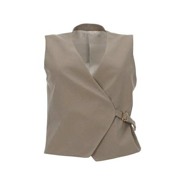 PTトリノ レディース 上衣＆上衣 アウター Angela wrap-style buckle-fastening waistcoat Neutrals
