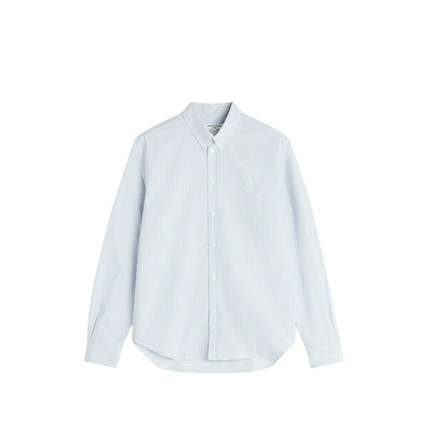 住み家 稲荷 メンズ プルオーバー トップス Striped button-down shirt White