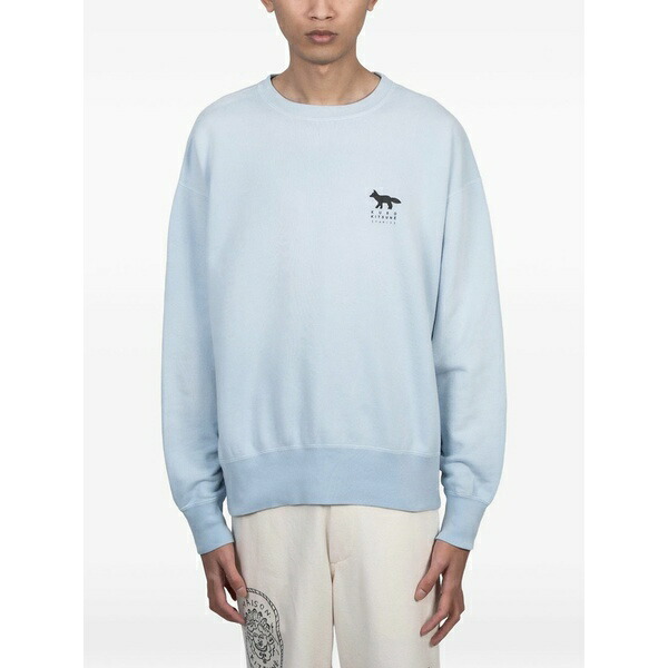 住み家 稲荷 メンズ パーカー・スウェットシャツ アウター X kuro sunfaded fox sweatshirt  Blue