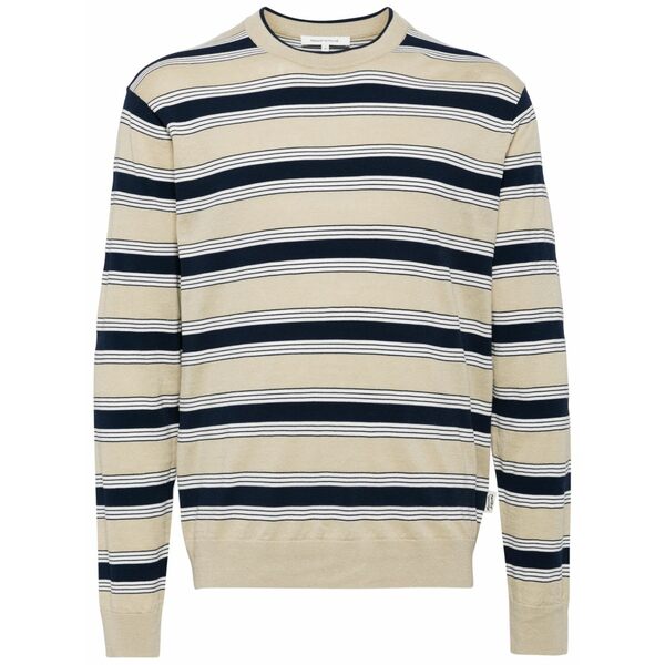 住み家 稲荷 メンズ パーカー・スウェットシャツ アウター Stripe print cotton blend sweater Neutrals