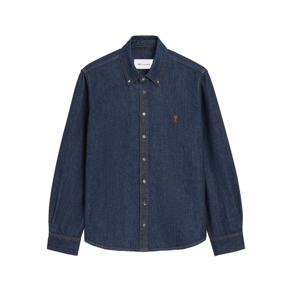 意中の女 メンズ プルオーバー トップス Ami de coeur embroidered denim shirt Blue