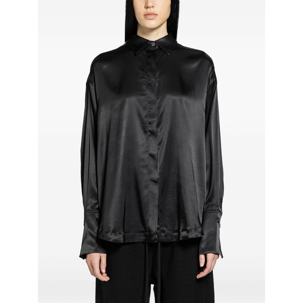 トム・Cr レディース プルオーバー トップス Satin shirt Black