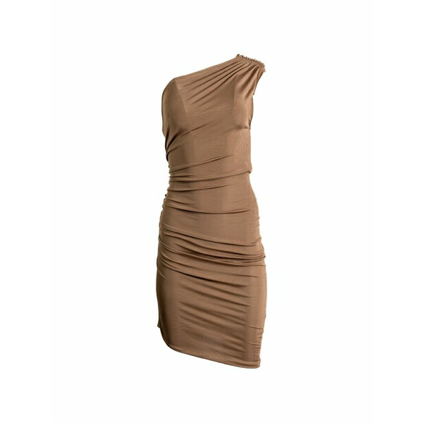 アトレイン レディース 衣裳 トップス One-shoulder gathered mini dress Brown