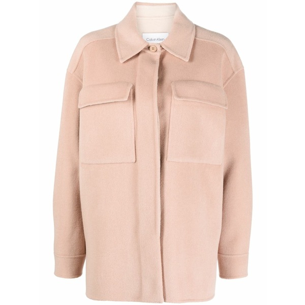 カルバンクライン レディース 上衣＆上衣 アウター Spread-collar wool shirt jacket Pink