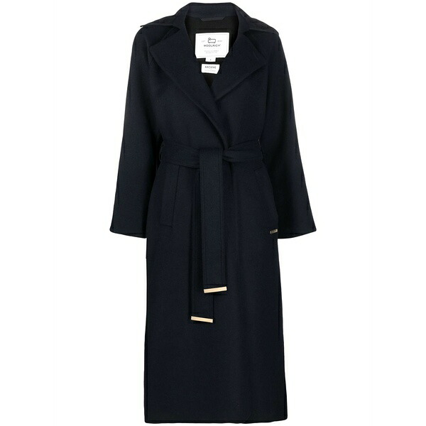 羊毛 金持ち レディース 厚地の外套 アウター Callery belted coat Blue