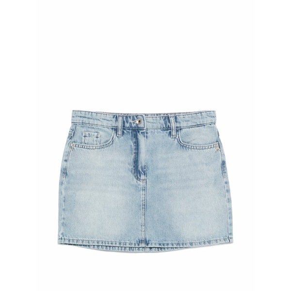 パトリツィア ペペ レディース スコート ボトムス Fly logo-plaque denim mini skirt Blue