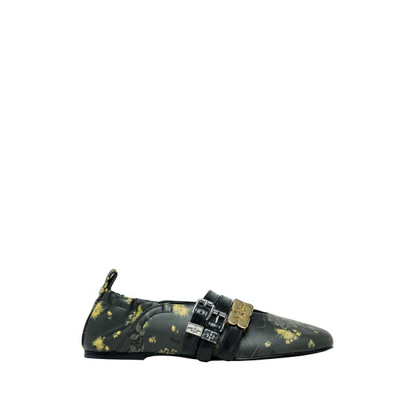 ガニー レディース サンダル シューズ Sue triple floral-print ballet flats Black
