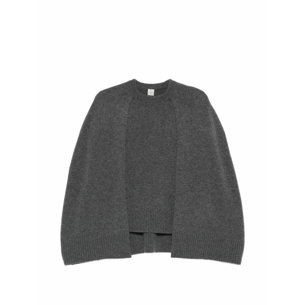 トーテム レディース 編み物\u0026スウェーター アウター Cape-detail round-neck sweater Grey