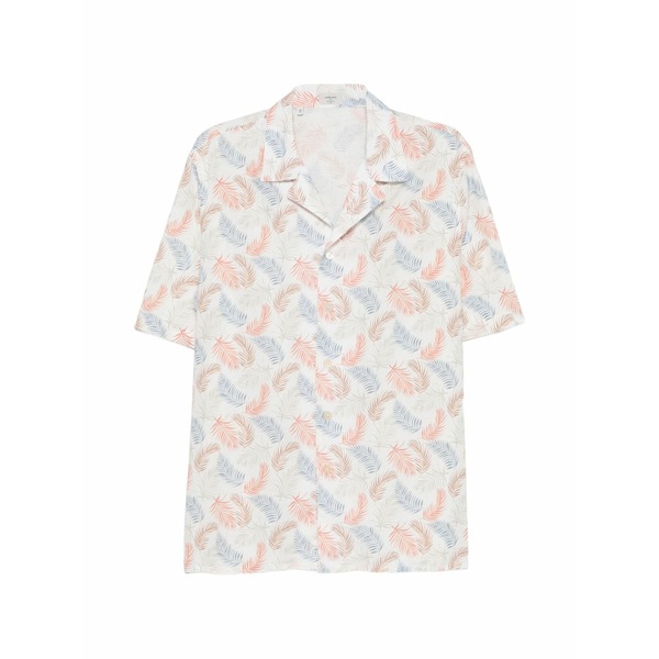 アレッサンドロゲラルディ メンズ プルオーバー トップス Leaf-print camp-collar shirt White