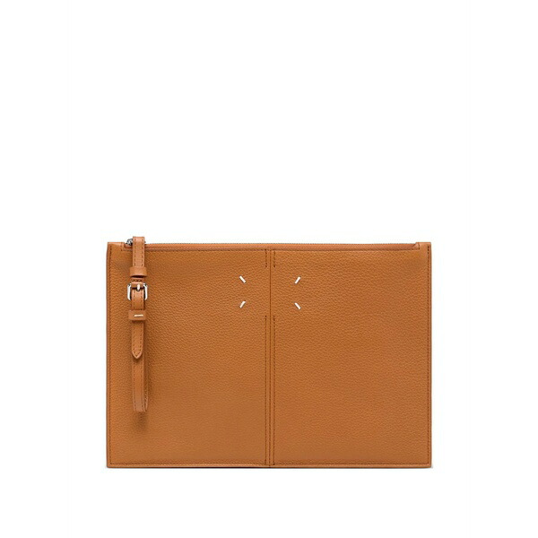 マルタンマルジェラ レディース クラッチペダル御徒面子 御徒面子 Stitch-detail leather pouch Brown