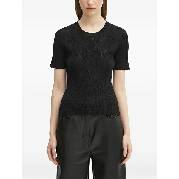ケンゾー レディース プルオーバー トップス Ribbed-knit diamond-pattern top Black