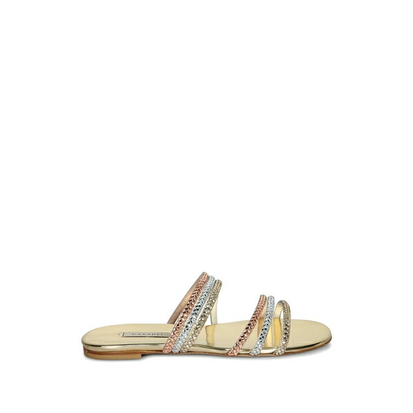 カサディ レディース サンダル シューズ Androme crystal-embellished flat sandals Gold