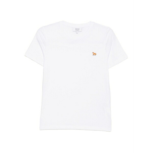 メゾン キツネ レディース Tシャツ トップス Fox-embroidered t-shirt White|asty