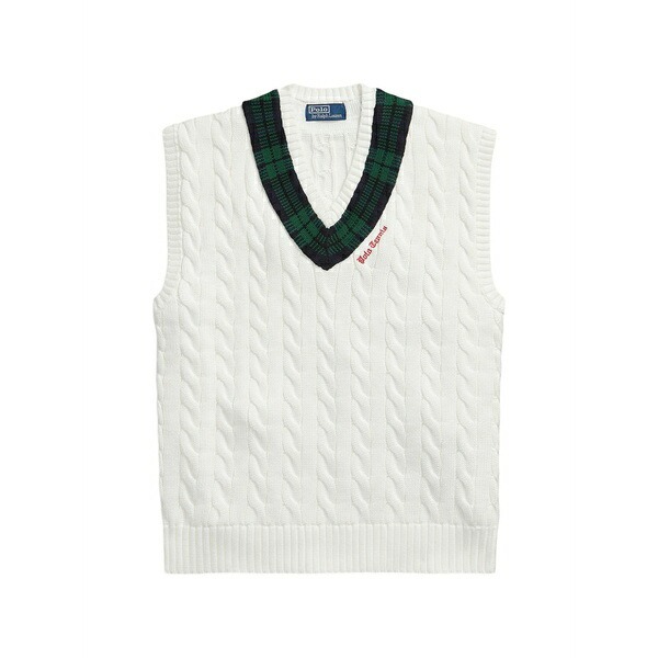 ラルフローレン メンズ 編み物\u0026ティーシャツ アウター Cable-knit v-neck sweater White