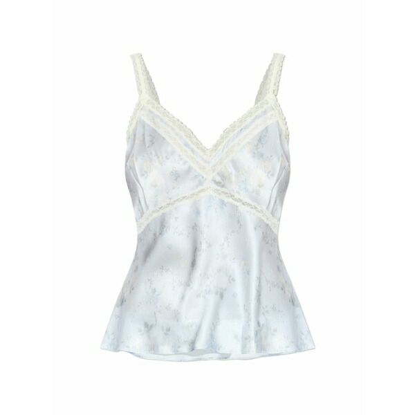 ラブスハックファンシー レディース ティーシャツ トップス Lace floral blouse Blue