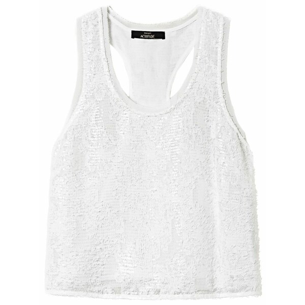 ツイン書き割り レディース カットソー トップス Sequin-embellished tank top White