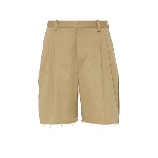 マルタンマルジェラ メンズ カジュアルパンツ ボトムス Pleated frayed-hem shorts Neutrals|asty