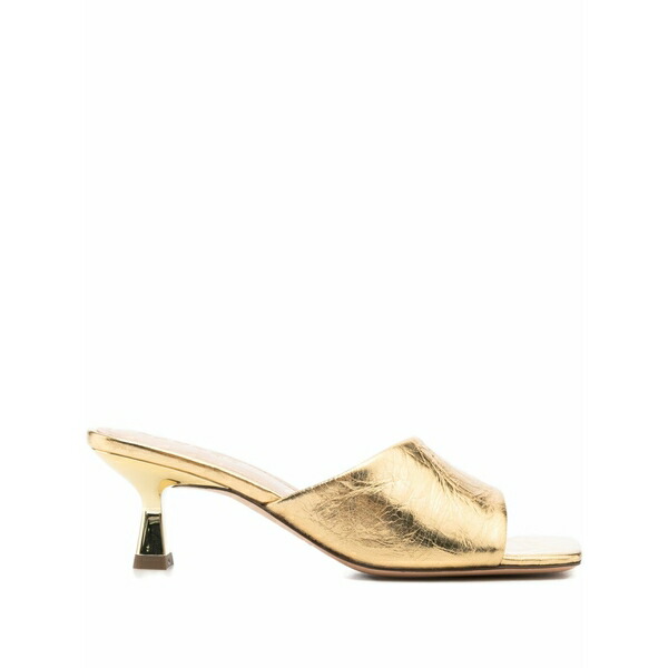 砂子ロ レディース サンダル シューズ 60粍 leather mules Gold