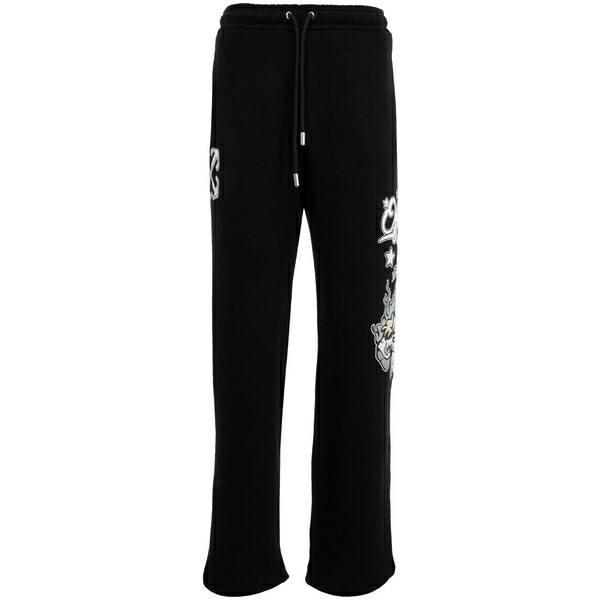 象牙色 メンズ 心地好いズボン下 ボトムス Dragon track pants  Black