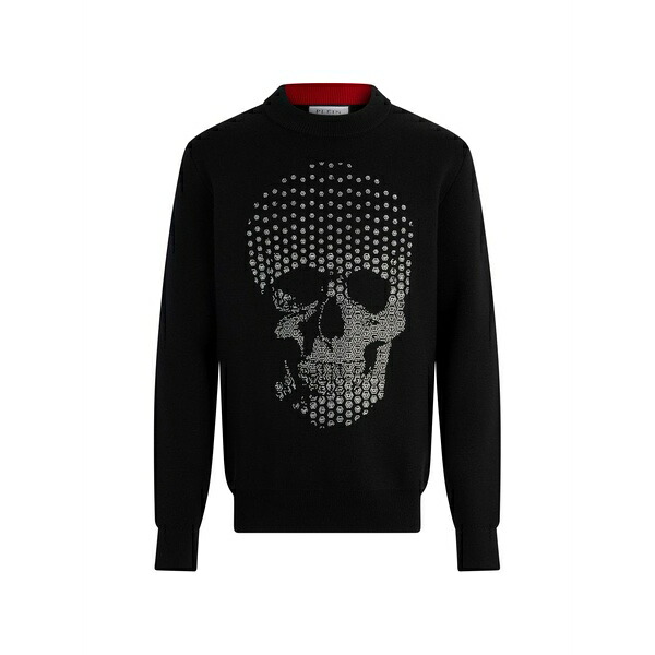 フィリップ飾り気の無い メンズ 編み物\u0026スウェーター アウター Round-neck skull-strass sweater Black