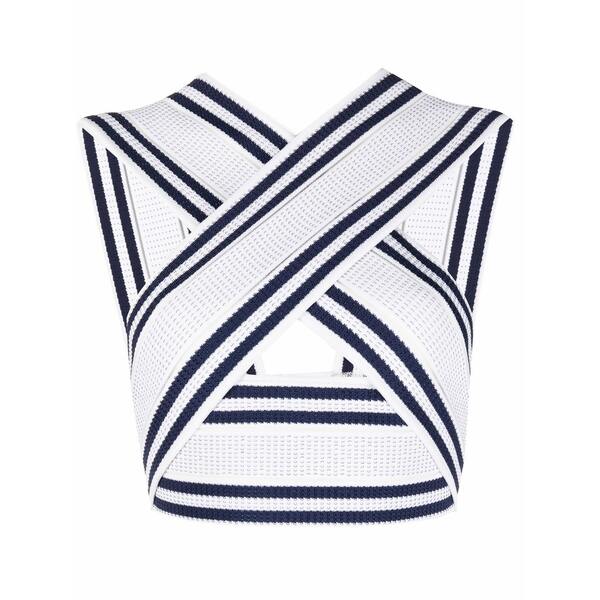 バルマン レディース カットソー トップス Cross-over knitted crop top White