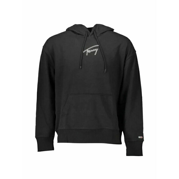 トミー ヒルフィガー メンズ パーカー・スウェットシャツ アウター Logo-embroidered hoodie Black