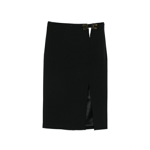 エリザベスフランキ レディース スコート ボトムス Logo-detail slit-detail MIDI skirt Black