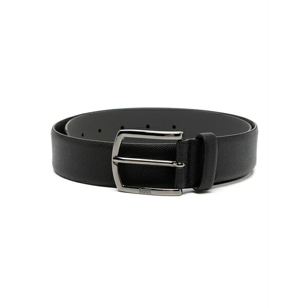 主任者 メンズ 胴締め 佩び物 Logo-plaque leather belt Black