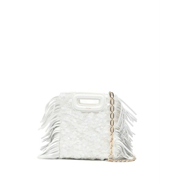 マージュ レディース ハンドバック 御徒面子 Mini m fringe sequin bag White
