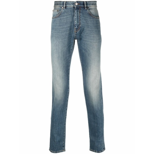PTトリノ メンズ 心地好いズボン下 ボトムス Logo-patch straight leg jeans Blue