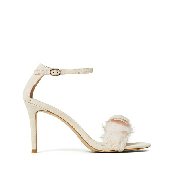 ツイン書き割り レディース サンダル シューズ 90粍 feather-detail suede sandals  Neutrals