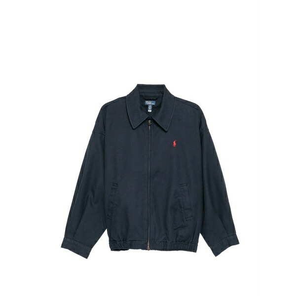 ラルフローレン レディース 上衣＆上衣 アウター Logo-embroidered two-way zip jacket Blue